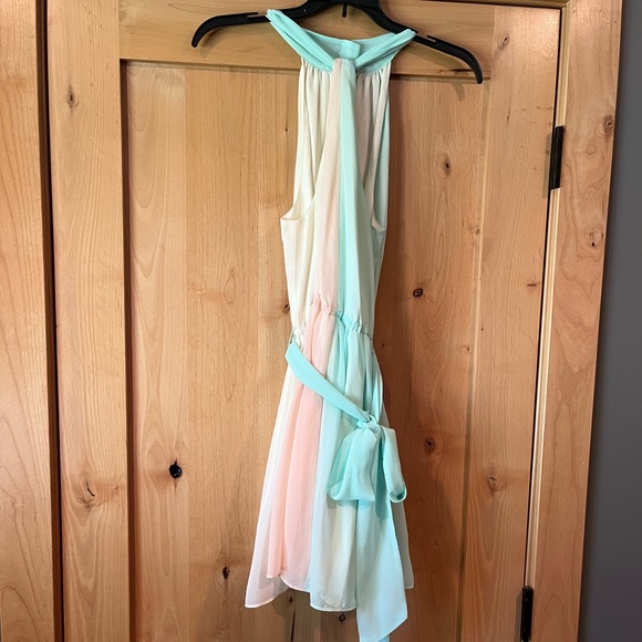 Victoria’s Secret - Seafoam Green/Peach/Cream Halter Dress With Belt, Size Small - Picture 5 of 8